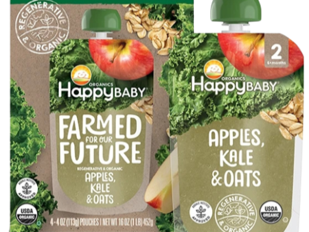 Apple Kale & Oat Stage 2 Baby Food Pouches (4 Pack Case) Fashion