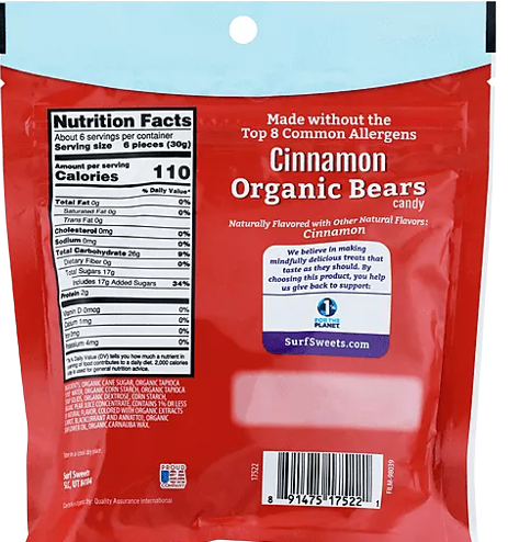 Organic Cinnamon Bears Candy Online