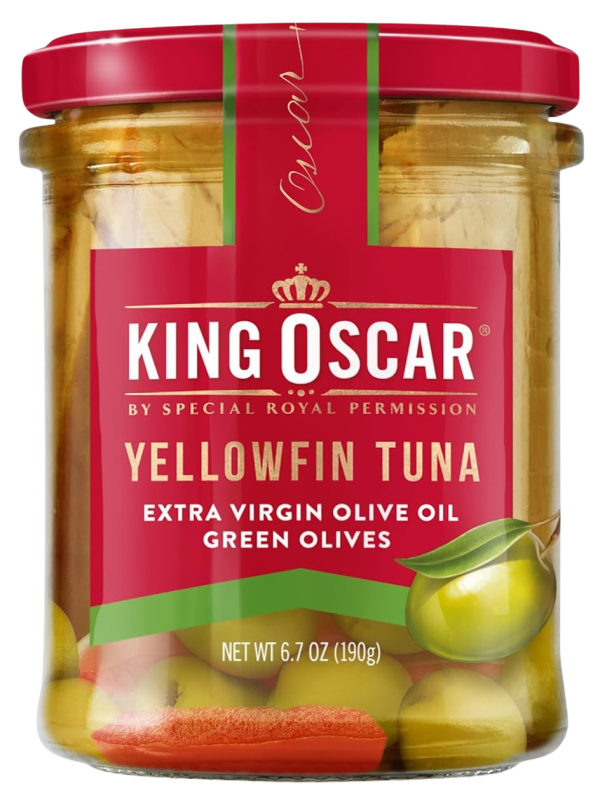 Yellowfin Tuna Fillets in Extra Virgin Olive Oil with Green Olives Sale