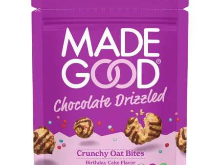 Birthday Cake Chocolate Drizzled Crunchy Oat Bites Hot on Sale