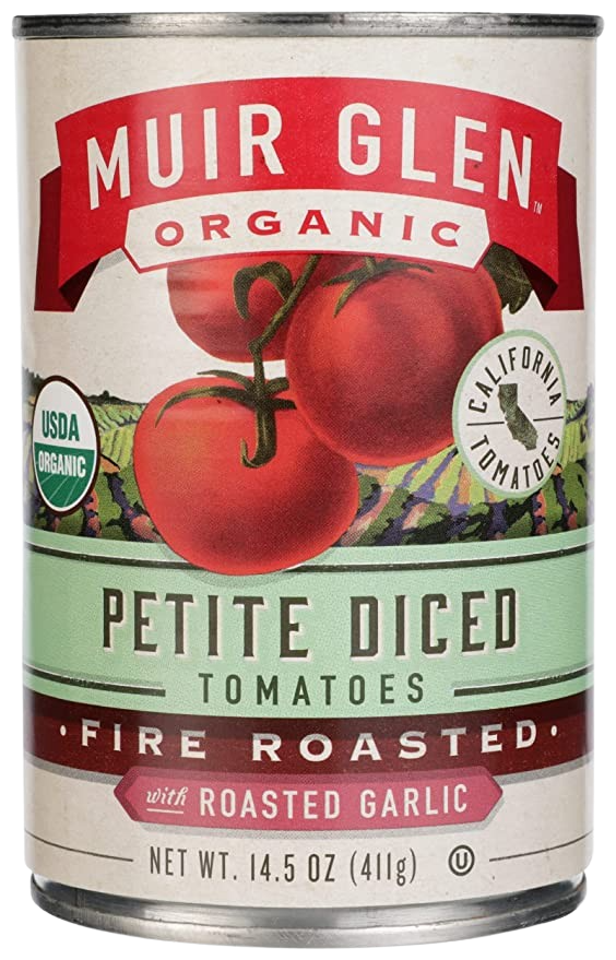 Organic Petit Fire Roasted Garlic Diced Tomatoes Sale