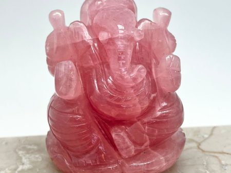 Rosenkvarts, Ganesha staty For Sale