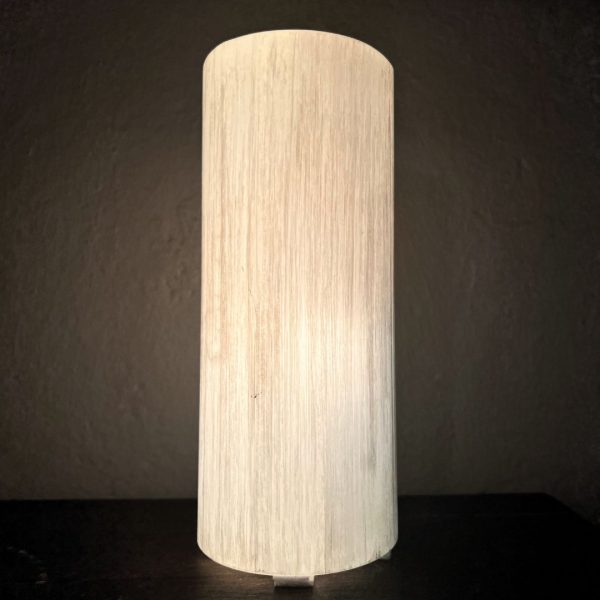 Selenit, slipad rund cylinder lampa med el on Sale