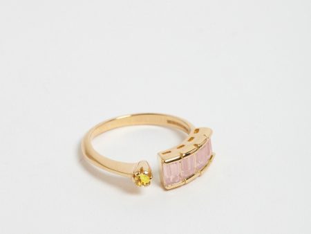 Ring Cornelia Webb gold plated, open ring rose quarrtz Supply