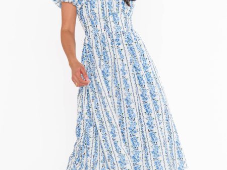 Belle Midi Dress ~ Blue Bliss Stripe For Sale