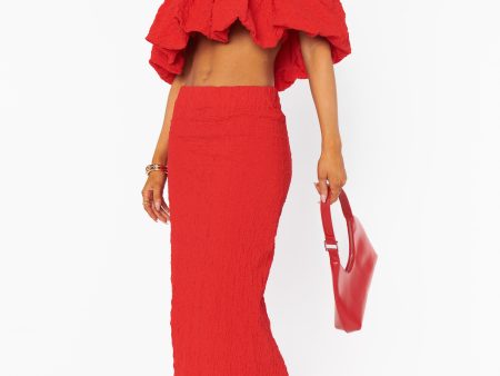 Maria Midi Skirt ~ Red Scrunch Cheap