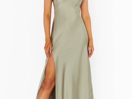 Anderson Maxi Dress ~ Moss Green Luxe Satin Online Hot Sale