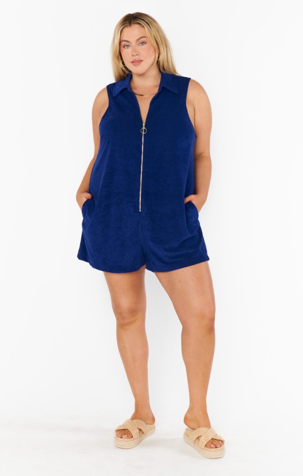 Reno Romper ~ Navy Blue Terry For Discount