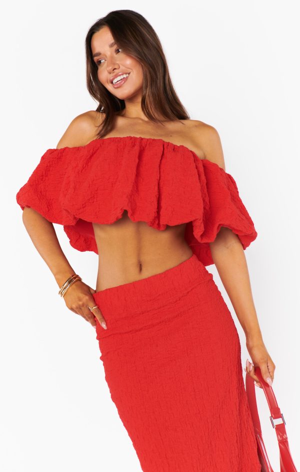 Maria Top ~ Red Scrunch Hot on Sale